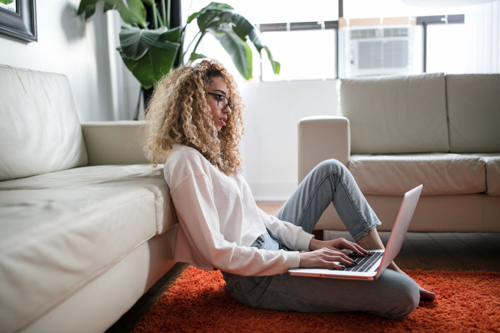 A learner studying at home