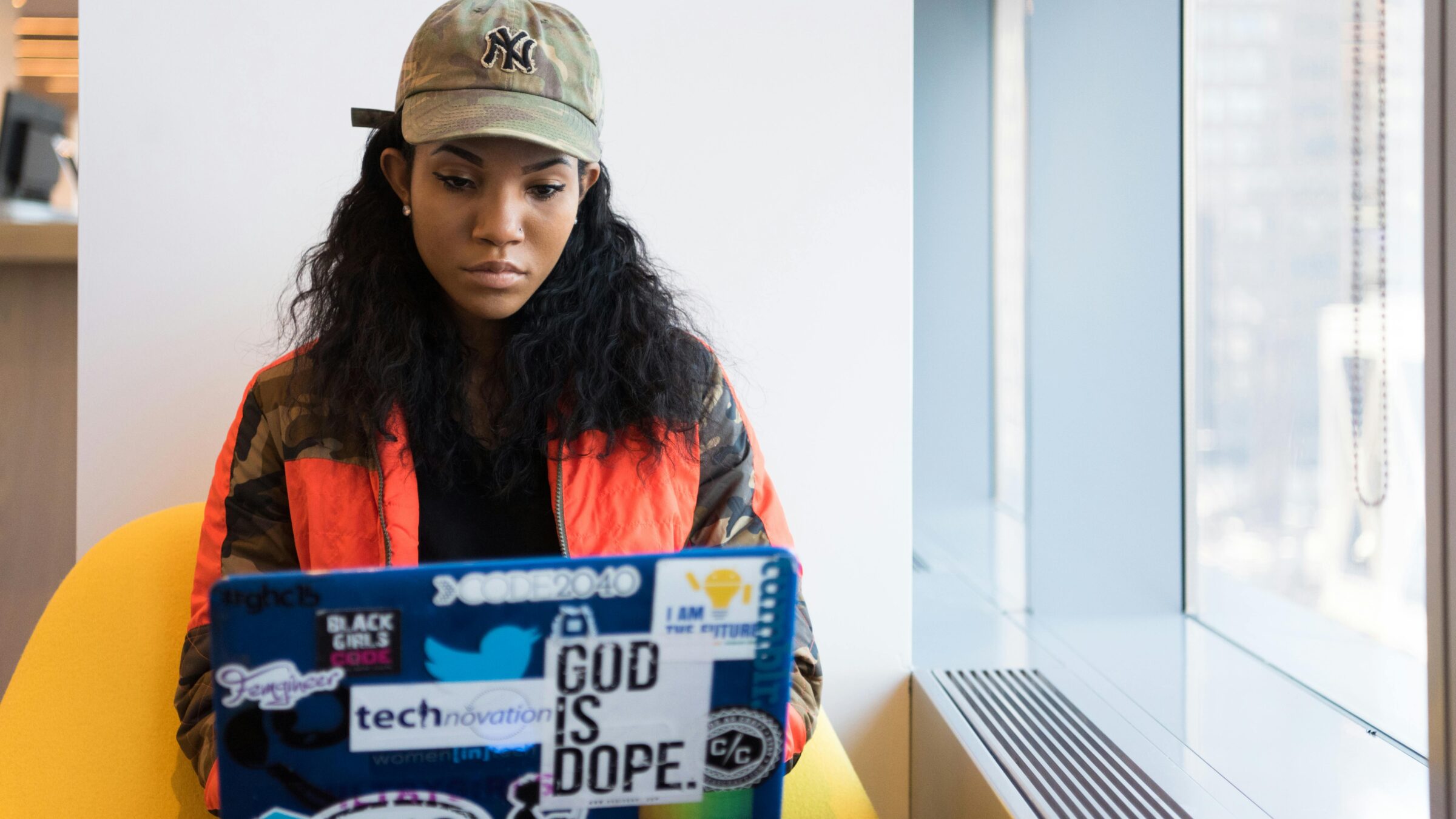 A woman on her laptop